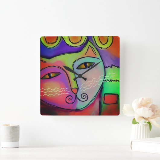 Kleurrijk Abstract kunstschilder Vierkante Klok (Huis)