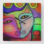 Kleurrijk Abstract kunstschilder Vierkante Klok (Voorkant)