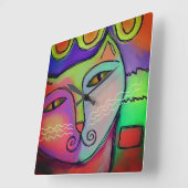 Kleurrijk Abstract kunstschilder Vierkante Klok (Hoek)