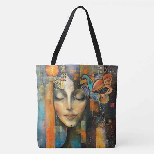 Kleurrijk Abstract kunstzinnig gezicht Tote Bag (Voorkant)