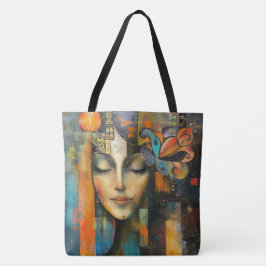 Kleurrijk Abstract kunstzinnig gezicht Tote Bag