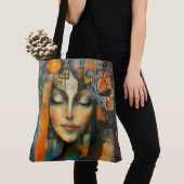 Kleurrijk Abstract kunstzinnig gezicht Tote Bag (Dichtbij)