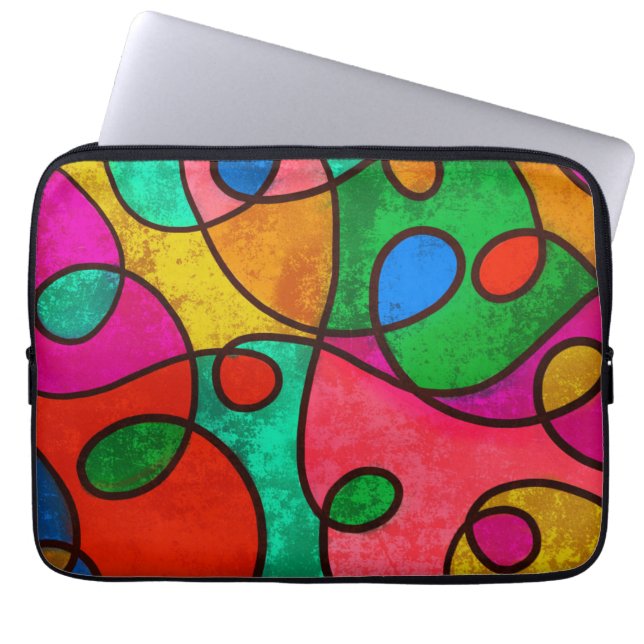 Kleurrijk Abstract Laptop Sleeve (Voorkant)