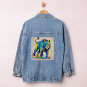 Kleurrijk abstract Lion dierenartsontwerp Denim Jacket (Hangar)