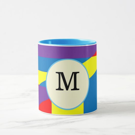 Kleurrijk Abstract M Monogram Labelontwerp Mok (Midden)