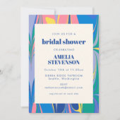 Kleurrijk Abstract marmer Blue Roze Vrijgezellenfe Kaart (Voorkant)