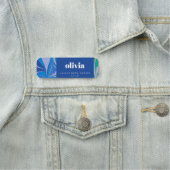 Kleurrijk Abstract Marmeren Blauw Aangepast Vrijge Naamplaatje (In situ)