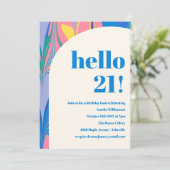 Kleurrijk Abstract Marmeren Blauw Roze Verjaardags Kaart (Staand voorkant)