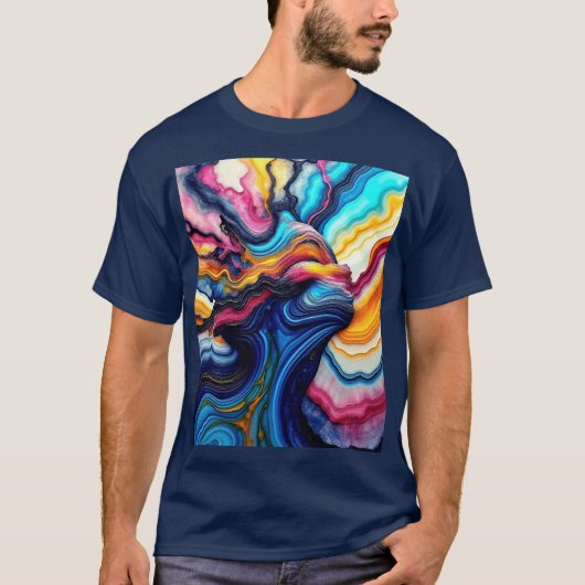 Kleurrijk Abstract marmeren ontwerp T-shirt (Voorkant)