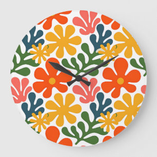 Kleurrijk Abstract Matisse Bloemstuk Retro Kunst Grote Klok