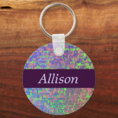 Kleurrijk Abstract met Jouw naam Sleutelhanger (Voorkant)