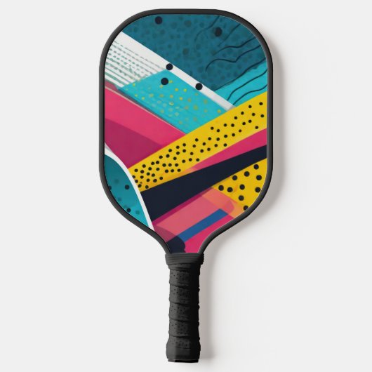 Kleurrijk abstract met stippen pickleball paddle (Achterkant)