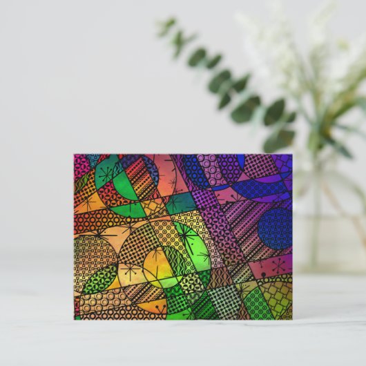 Kleurrijk Abstract met texturen en patronen Briefkaart (Staand voorkant)