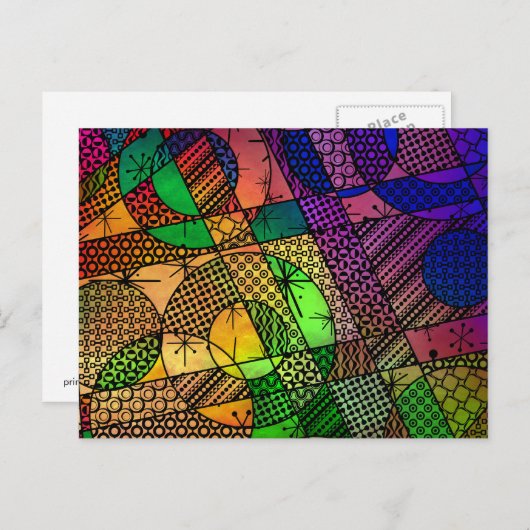 Kleurrijk Abstract met texturen en patronen Briefkaart (Voorkant / Achterkant)