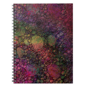 Kleurrijk Abstract met Zwarte & Grungy Cirkels Notitieboek