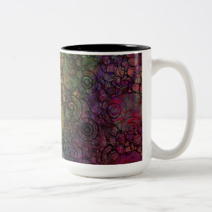 Kleurrijk Abstract met Zwarte & Grungy Cirkels Tweekleurige Koffiemok