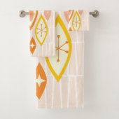 Kleurrijk Abstract Mid Century Atomic Roze Sinaasa Bad Handdoek (Insitu)