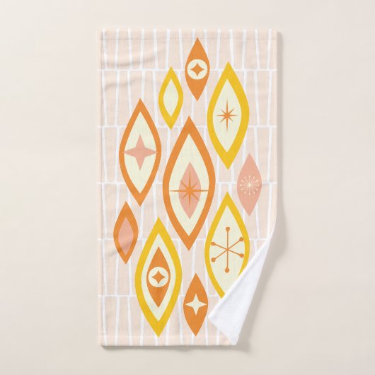 Kleurrijk Abstract Mid Century Atomic Roze Sinaasa Bad Handdoek (Handdoek)