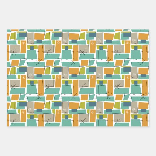 Kleurrijk Abstract midden eeuw modern patroon Inpakpapier Vel (Voorkant 3)