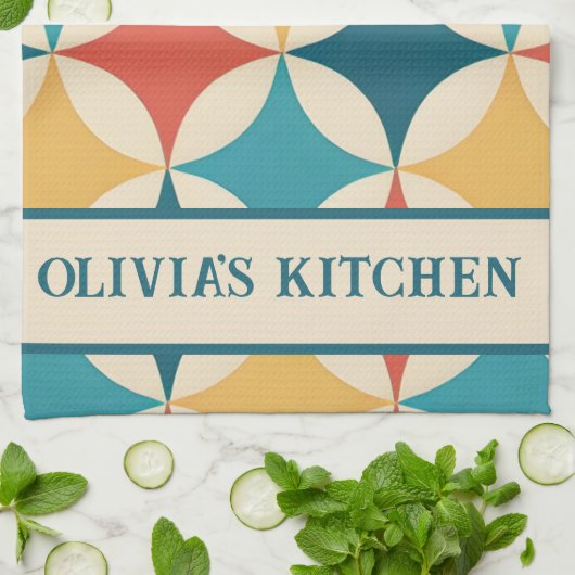 Kleurrijk Abstract midden eeuw modern patroon Theedoek (Gevouwen)