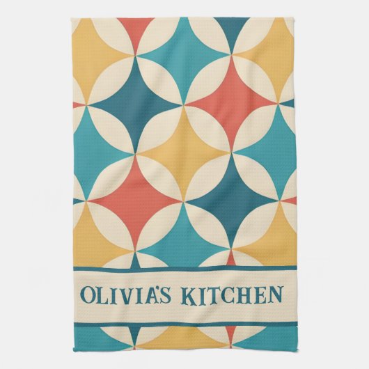 Kleurrijk Abstract midden eeuw modern patroon Theedoek (Verticaal)