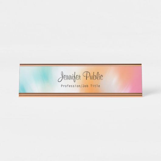 Kleurrijk Abstract modern handgeschreven script Bureau Naambordje (Voorkant)