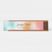 Kleurrijk Abstract modern handgeschreven script Bureau Naambordje (Voorkant)