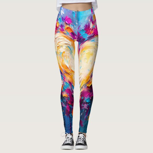Kleurrijk Abstract Modern Hart van Liefde Leggings (Voorkant)
