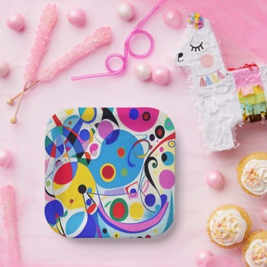 Kleurrijk Abstract modern kunstontwerp Papieren Bordje (Feest)