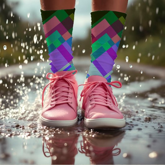 Kleurrijk Abstract modern Paars geometrisch Sokken