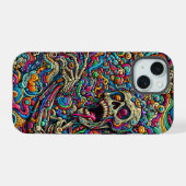 Kleurrijk Abstract monster iPhone 15 Case (Achterkant horizontaal)