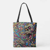 Kleurrijk Abstract Monster Tote Bag (Achterkant)