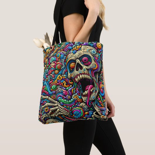 Kleurrijk Abstract Monster Tote Bag (Dichtbij)