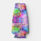 "Kleurrijk abstract mozaïek gebrandschilderd glas" Flesjeskoeler (Voorkant)