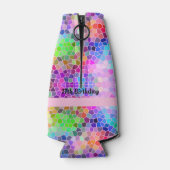 "Kleurrijk abstract mozaïek gebrandschilderd glas" Flesjeskoeler (Achterkant)