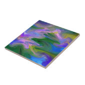 Kleurrijk Abstract Mozaïek in Groen en Paars Tegeltje (Zijkant)