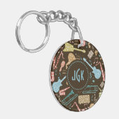 Kleurrijk Abstract muziekinstrumentpatroon 2 Sleutelhanger (Voorkant Links)