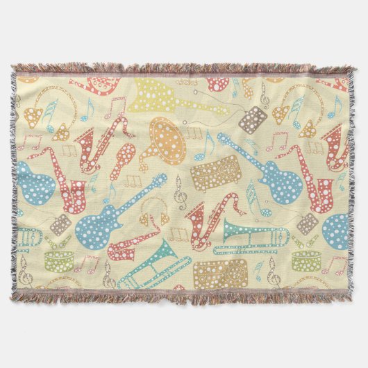 Kleurrijk Abstract muziekinstrumentpatroon Deken (Voorkant)