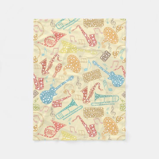Kleurrijk Abstract muziekinstrumentpatroon Fleece Deken (Voorkant)