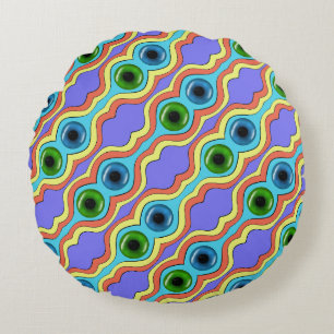 Kleurrijk Abstract Naadloos Handgetekend Patroon Rond Kussen