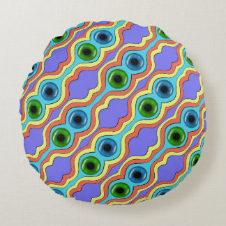 Kleurrijk Abstract Naadloos Handgetekend Patroon Rond Kussen