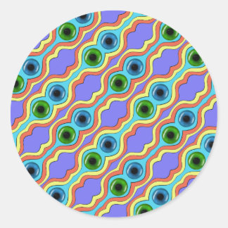 Kleurrijk Abstract Naadloos Handgetekend Patroon Ronde Sticker