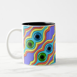 Kleurrijk Abstract Naadloos Handgetekend Patroon Tweekleurige Koffiemok