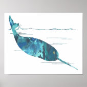 Kleurrijk abstract narwhal-silhouet poster (Voorkant)