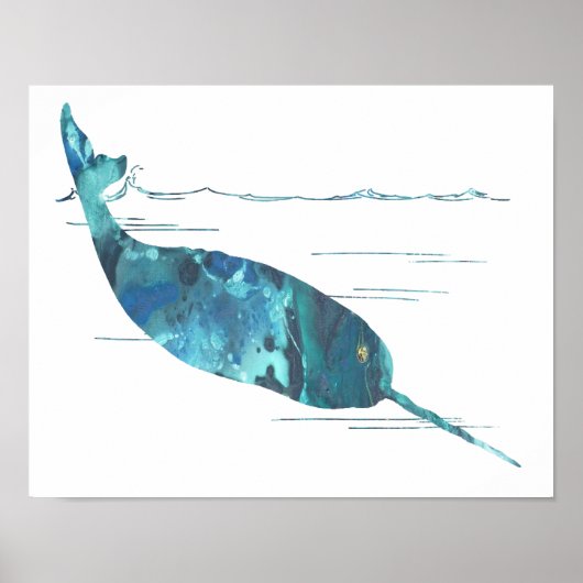 Kleurrijk abstract narwhal-silhouet poster (Voorkant)
