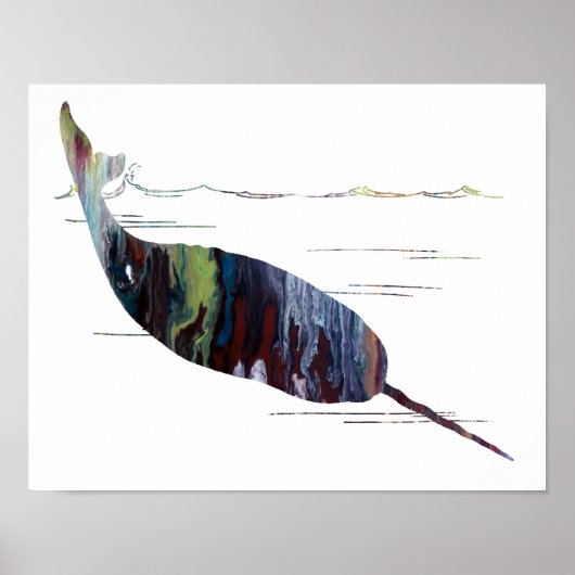 Kleurrijk abstract narwhal-silhouet poster (Voorkant)