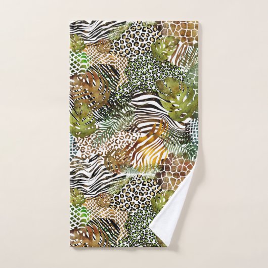 Kleurrijk abstract oerwoud bad handdoek (Handdoek)