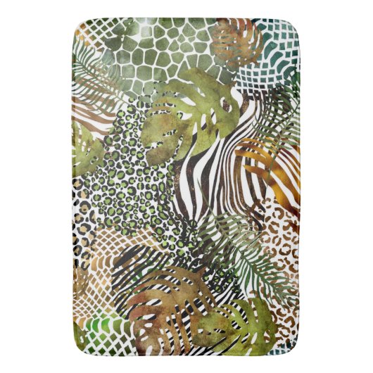 Kleurrijk abstract oerwoud badmat (Voorkant Verticaal)