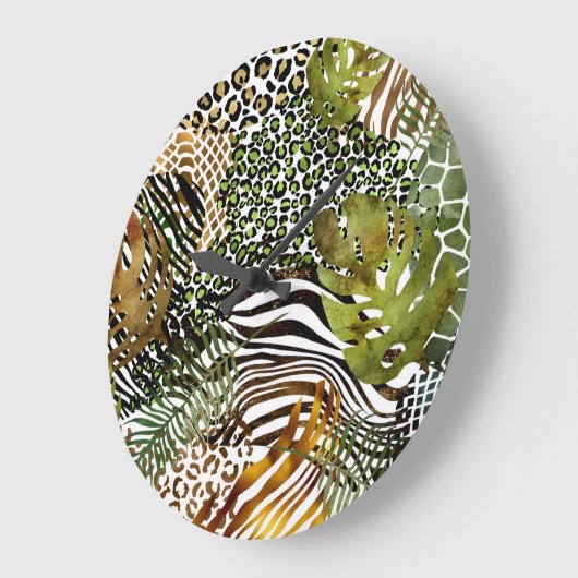 Kleurrijk abstract oerwoud grote klok (Hoek)