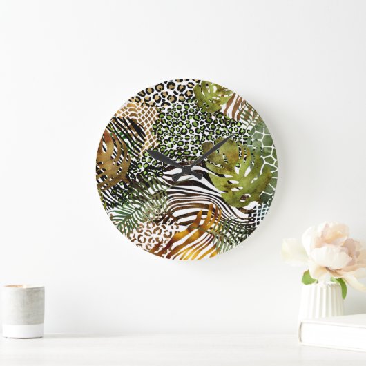 Kleurrijk abstract oerwoud grote klok (Huis)